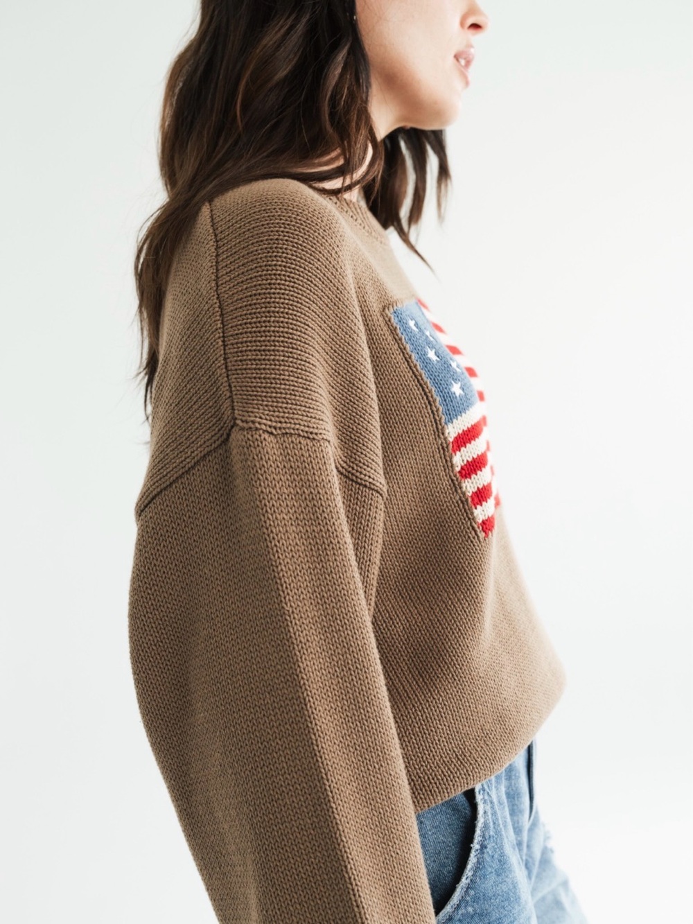 Carly Jean Los Angeles Brown Americana Sweater - Picture 4 of 9